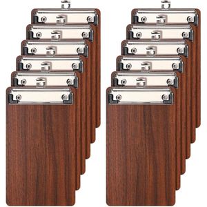 Houten klembord A6 - 12 stuks mini klembord met metalen klem - Schrijfbord A6 schrijfplaat - Tussenplank clipboard clipboard