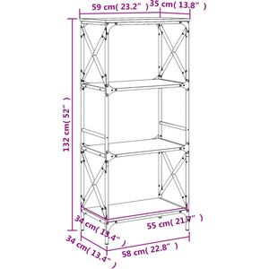 vidaXL-Boekenkast-4-laags-59x35x132-cm-bewerkt-hout-zwart