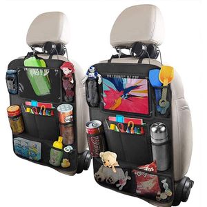 Autostoel organizer met tafeltje voor kinderen - waterdichte Oxford-stof - 10 vakken - iPad-tabletvak - zwart Autostoel organizer met tafeltje