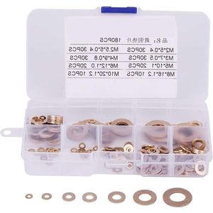 180 Piece Brass Rings Assortment Set with Box - M2 M2.5 M3 M4 M5 M6 M8 M10 - Metal Washers for Whale .