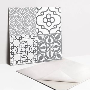 Tulup PVC Tegels - Portugese Motieftegels Vinyl Tegels - 30 cm x 30 cm - Zwart en Wit Vloer Tegels PVC - Verpakking van 9 stuks - Modern Plaktegels - Zelfklevende PVC Tegels - Plaktegels keuken en Badkamer