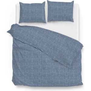 Zohome Dekbedovertrek Lino - Effen Bedlinnen - 240x220 - Blauw - Dekbedhoes van 100% Katoen