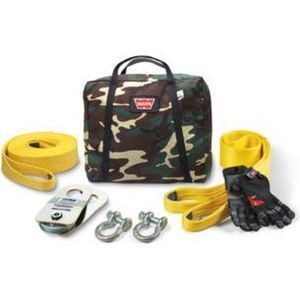 Warn Recovery set Army - Middel - voor lieren tot 4536kg - Warn 62858 - Compleet met handschoenen, treklint, boomband, d-sluiting, snatch block