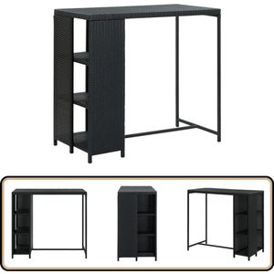 vidaXL Bartafel - Opbergrek - 120x60x110 cm - Zwart Bartafel - Poly Rattan Tafel - Zwarte Bartafel - Buitentafeltje - Tuintafel