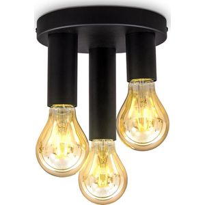 B.K.Licht - Plafondlamp - plafondspots met 3 lichtpunten - zwarte spotjes - draaibar - kantelbaar - opbouwspots - industrieel - plafoniere - excl. E27