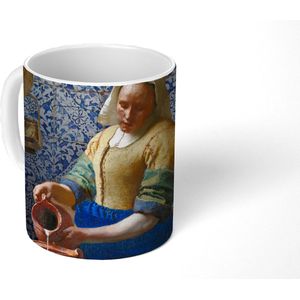 Mok - Koffiemok - Melkmeisje - Delfts Blauw - Vermeer - Schilderij - Oude meesters - Mokken - 350 ML - Beker - Koffiemokken - Theemok