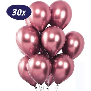 Roze Chroom Ballonnen - Metallic Unicorn Verjaardag Versiering - Chrome Ballon - Pink Balloons - Latex Helium Ballonnenset - Geschikt voor Ballonnenboog en Pilaar – Mermaid Feestje - Eenhoorn Decoratie – 30 stuks