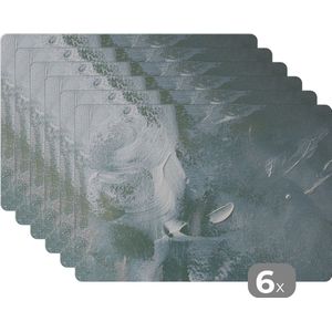 Placemat - Verf - Groen - Blauw - Wit - Strepen - Onderleggers placemat - Tafel - 45x30 cm - Keuken - 6 stuks