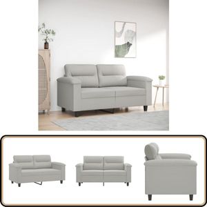 vidaXL Tweezitsbank - 120 cm - Microvezelstof - Lichtgrijs Tweezitsbank - Microfiber Sofa - Banks Kopen - Lounge Meubilair - Salontafel