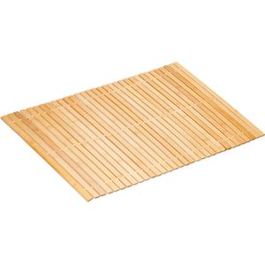Relaxdays badmat bamboe - oprolbaar - antislip badkamermat - douchemat 80x50 - saunamat