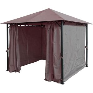 Metalen Tuin Paviljoen 3x3m met Zijdelen - Antieke Partytent Grijs