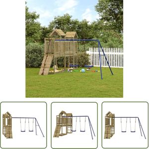 The Living Store Speeltoren met Brug - Houten Speelhuisje en Schommelset - 314x339x214 cm