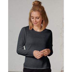 Merino Wol Trui Dames - Longsleeve Merino Wol Bio - Kokon Zwo - Antraciet - Maat XL