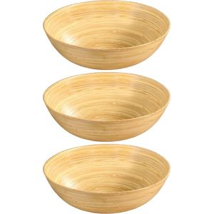 Bamboe Houten Fruitschalen 3x 25 x 8 cm