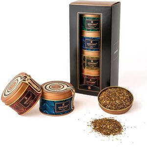 Soolong Wereld Nr5 Luxe Theedoos met 4 wereldtheen - Malawi Detox, Rooibos vanille; Japanse Genmaicha Matcha en Chinese oolong - Ideaal als cadeau voor sint of kerst - Assortiment 4stuks