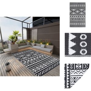 vidaXL Outdoor Tuintapijt - 190 x 290 cm - Dubbellaags jacquard - Polypropyleen (PP) - Zwart - Buitenkeuken