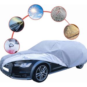 JGS® - Universele, weerbestendige autohoes - UV- en stofbestendig, waterdicht, winddicht en ademend - Bescherming voor alle seizoenen, zilverkleurig, 455 x 180 x 150 cm-