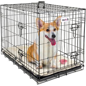 MaxxPet Hondenbench - Bench - Bench voor honden - Hondenbench Opvouwbaar - Incl. Plaid & drinkbakje - 91 x 57 x 64 cm