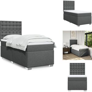 vidaXL Boxspringbed - Boxspringbedden - Boxspring - Bed - Boxspring met matras stof donkergrijs 100x200 cm