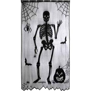 Halloween Decoratie Deur Versiering Halloween Deurgordijn Backdrop Feest Deur Gordijn Feest Versiering Zwart Skelet