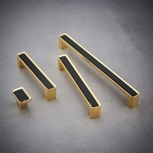 2 stuks moderne keukenladegrepen - vierkante kastgrepen - zwartgouden hardware - kledingkast badkamer - 128mm