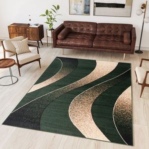 Tapiso Dream Vloerkleed Groen Modern Golven Woonkamer Tapijt Maat- 160x230