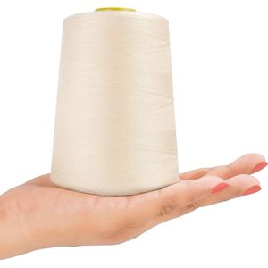 Beige Polyester Naaimachine Draad Spoelen Set (4 Pak) – 11 cm Spoelen met 5400 m Draad – Bobbin Spoelen Kit voor Hand en Machine Borduren