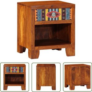 The Living Store Nachtkastje 40x35x45 cm massief acaciahout - Nachtkastje - Kastje - Salontafel - Kamermeubilair - Acacia Hout