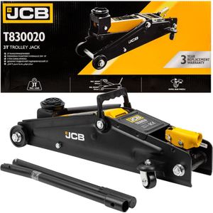 JCB Hydraulische Krik - 3 Ton - Laag Profiel Garagekrik - 3T Autokrik SUV's - Hefhoogte 135 - 400 mm - Zwart