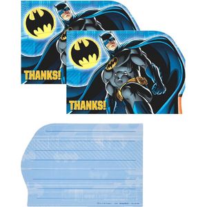 Amscan - DC Comics - Batman - Superheld - Bedankt kaarten met envelop - Kinderfeest - Verjaardag.