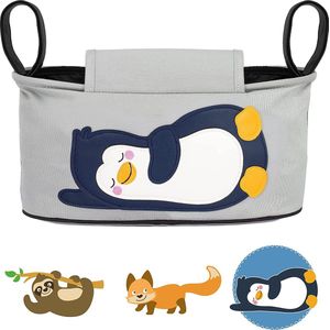 GLÜCKSWOLKE Kinderwagentas - 6 Motieven I Kinder Buggy Tasche I Kinderwagen Organizer met Disposer van vochtige doekjes I Kinderwagen Tas I Opbergtas voor Baby Stroller Pram I Motief - Pinguin