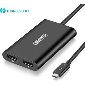 Choetech USB-C naar 2x DP adapter Thunderbolt™ 3 - 25cm - Zwart
