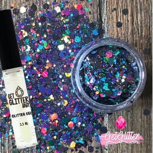 GetGlitterBaby® Chunky Festival Glitters voor Lichaam en Gezicht / Face Body Jewels Glitterlijm / Gel Glittergel - Donker Zilver - en Glitter Lijm HuidLijm