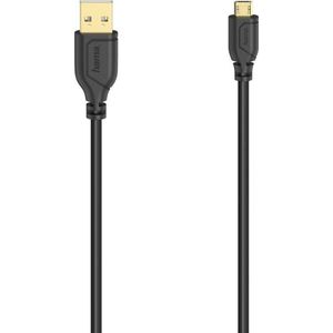 Hama USB-kabel USB 2.0 USB-A stekker, USB-micro-B stekker 0.75 m Zwart 00200610