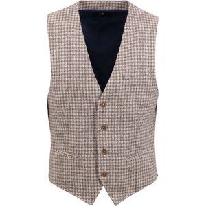 Suitable Gilet Ruiten Beige - Maat 50 - Heren