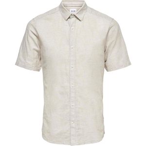 Only & Sons Overhemd Onscaiden Ss Solid Linen Shirt Noos 22009885 Chinchilla Mannen Maat - XS