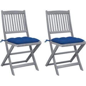 vidaXL - Tuinstoelen - 2 - st - inklapbaar - met - kussens - massief - acaciahout