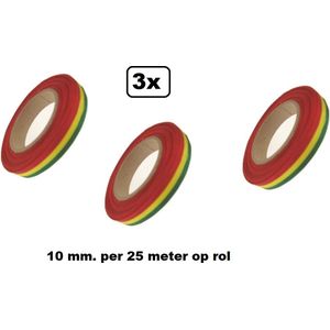 3x Medaille lint rood/geel/groen 25 mtr - Breed 10 mm - medaillelint carnaval rood geel groen festival kampioen jubileum