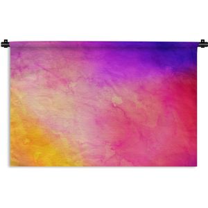 Wandkleed Waterverf Abstract - Abstract werk gemaakt van waterverf en rode met gele en blauwe vlekken Wandkleed katoen 180x120 cm - Wandtapijt met foto XXL / Groot formaat!