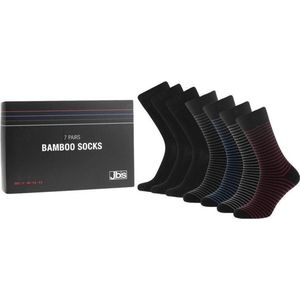 JBS giftbox 7P bamboe sokken strepen & zwart - 45-48