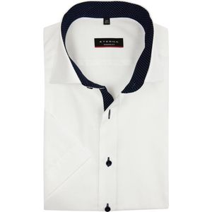 ETERNA modern fit overhemd - korte mouw - heren overhemd fijn Oxford - wit (blauw gestipt contrast) - Strijkvrij - Boordmaat: 43