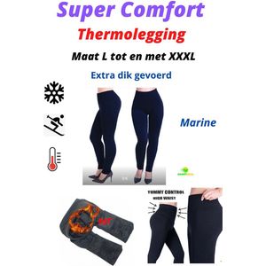 Super Comfort Thermolegging Marine - Maat L t/m XXXL - Extra WARM Gevoerd - Thermobroek - Ondergoed - Outdoor - Wintersport - Warme Legging - Fleece - Figuur Corrigerend - Shape Wear