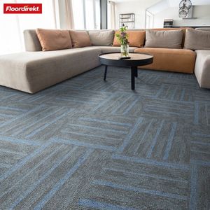 FLOORDIREKT Tapijttegels Zürich - 1 Stuk - 50 x 50 cm - Ideaal voor Kantoren & Woonkamers - Hoogwaardige Designtegels - Blauw