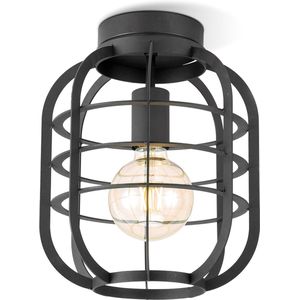 Home Sweet Home - Moderne LED Plafondlamp Nero - Zwart - 24/24/29cm - Rond - geschikt voor E27 fitting - Plafondlamp gemaakt van metaal