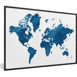 Fotolijst incl. Poster - Wereldkaart - Vintage - Blauw - 30x20 cm - Posterlijst
