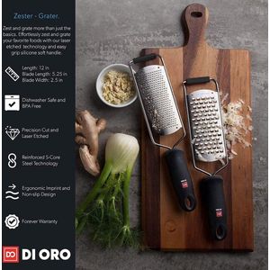 Pro-grade rasp van roestvrij staal - Gemakkelijk kaas fruit groenten gember knoflook raspen - DI ORO®
