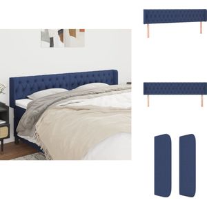 vidaXL Hoofdbord - Hoofdborden - Hoofdeinde - Houten Hoofdbord - Hoofdbord met randen 203x16x78/88 cm stof blauw