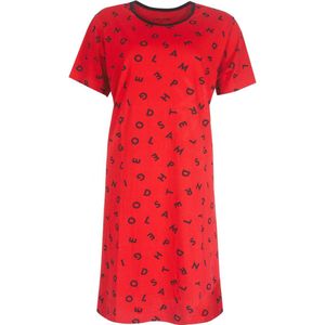 Temptation Dames Nachthemd - Bigshirt - Slaapkleed - Korte Mouwen - 100% Katoen - Rood - Maat L