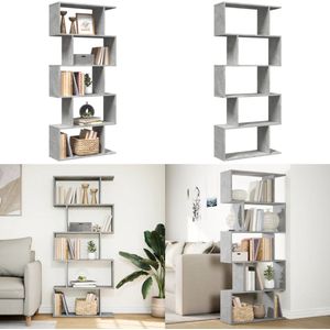 vidaXL Kamerscherm / boekenkast 5-laags 70x24x161 cm hout betongrijs - Boekenkast - Boekenkasten - Boeken Plank - Schappenkast