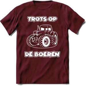 T-Shirt Knaller T-Shirt|Trots op de boeren / Boerenprotest / Steun de boer|Heren / Dames Kleding shirt Trekker / Tractor|Kleur Burgundy|Maat XL